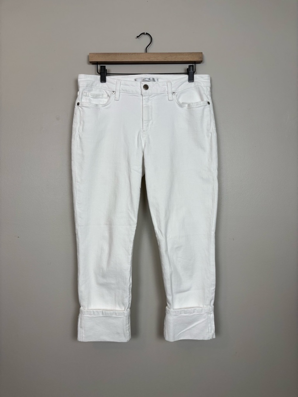 Joes Jeans Womens 32 Mid Rise Cuffed Cropped Skinny Denim in White